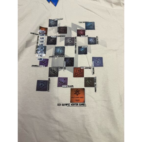 Vintage 2002 Salt Lake City Olympics Winter Games Men's T-Shirt Size XL -beige - Picture 3 of 9